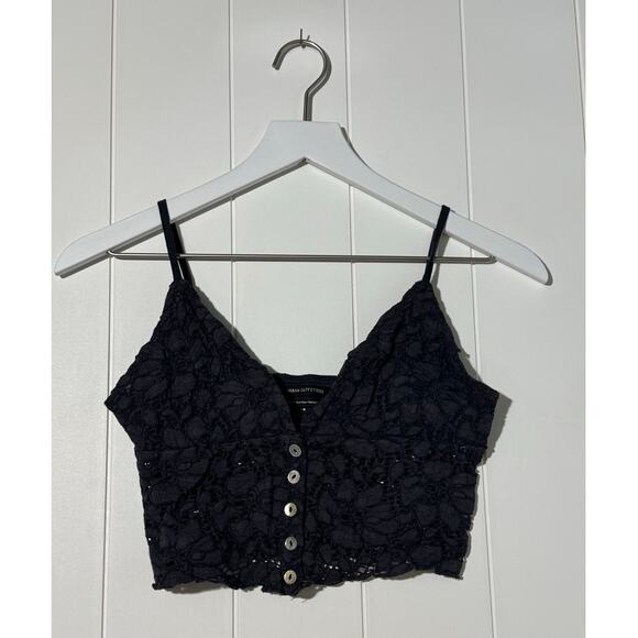 Urban Outfitters Bright Star Black Lace Button-Through Cami Tank Top Small - Picture 3 of 7